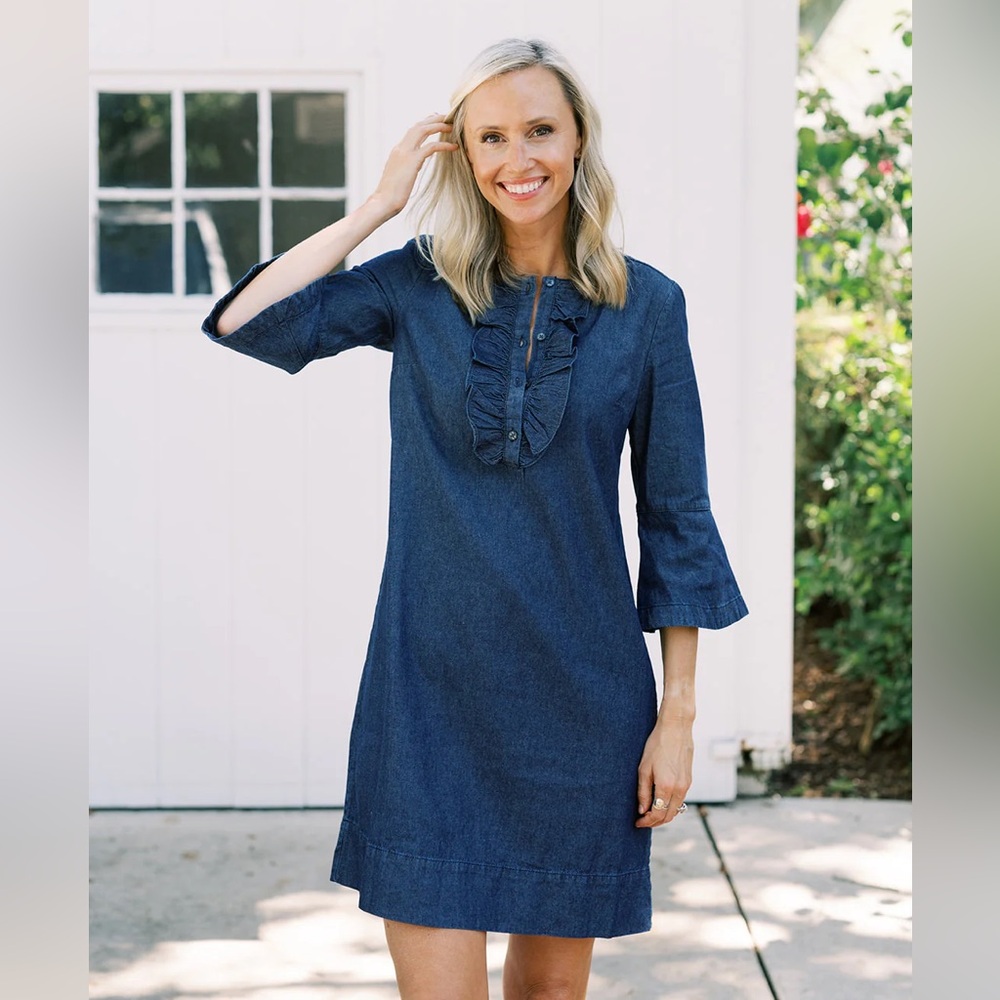 Draper James Chambray Ruffle Shift Dress